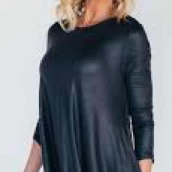 Agnes and Dora Faux Leather Swing Dress - Picture 2 of 5